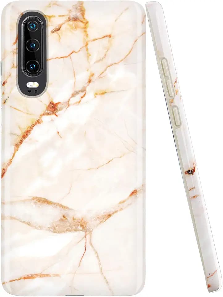 Jaholan Schutzhülle für Huawei P30, Gold, Marmor-Design, TPU-Gel, Schutzhülle, ultradünn, leicht, weich, für Huawei P30