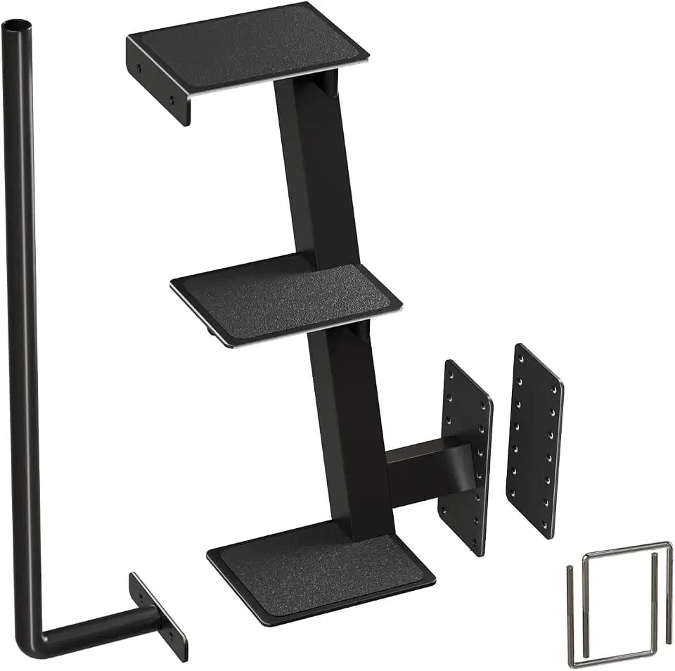 Trailer Step with Handle，Three-Step Universal Boat Trailer Step，Suitable for Various Types of Boat Trailer Frames, Black Heavy-Duty Trailer Step
