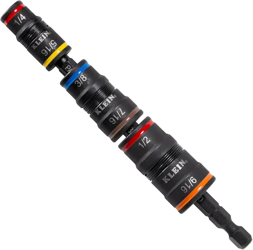 Klein Tools 32933 7-in-1 Impact Driver, SAE Impact Rated Socket Set, 5-Inch