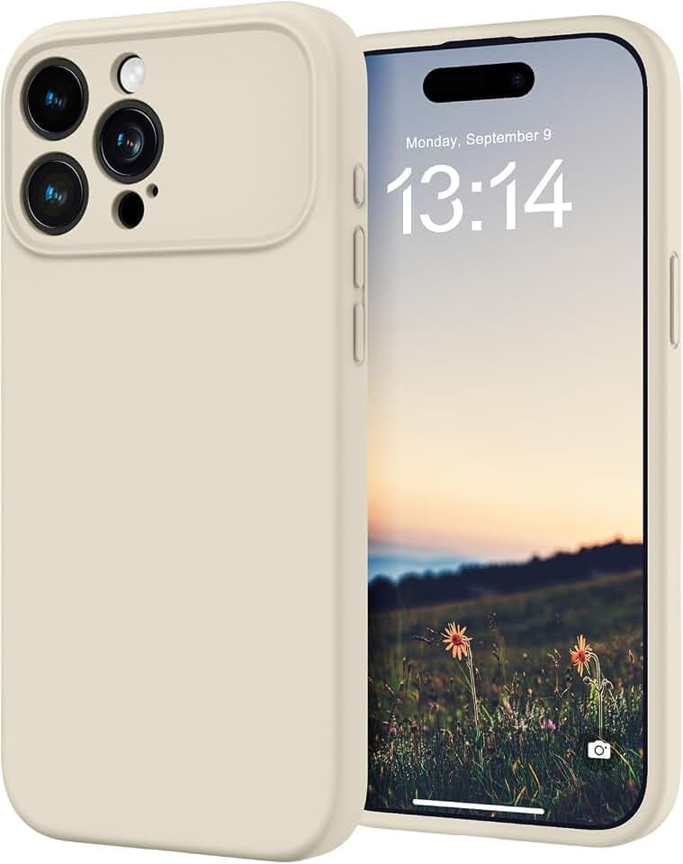 OTOFLY Silicone for iPhone 16 Pro Max Case (Upgraded to 17 Design Style)(Soft Gel Rubber Shockproof Phone Case) Anti-Scratch Microfiber Lining- Stone