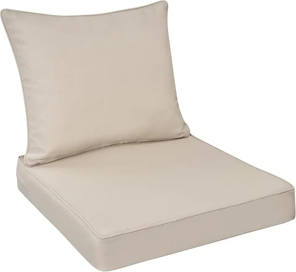 FUNHOME Outdoor Chair Cushion Set 24x24 Inch,Water-Resistant & Fade-Resistant Patio Furniture Cushion,Deep Seat Cushion for Indoor/Outdoor Sofa,Couch,Chairs(Antique Beige)