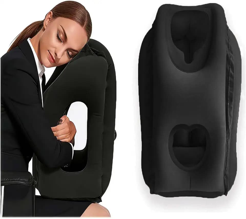 Aufblasbare Nackenkissen Flugzeug Reise,Tragbare Reisekissen, Inflatable Travel Pillow,Camping Kissen,Nackenstützkissen Bequem Unterstützt Kopf und Kinn,Kissen für Züge,Büro,Haus (schwarz)