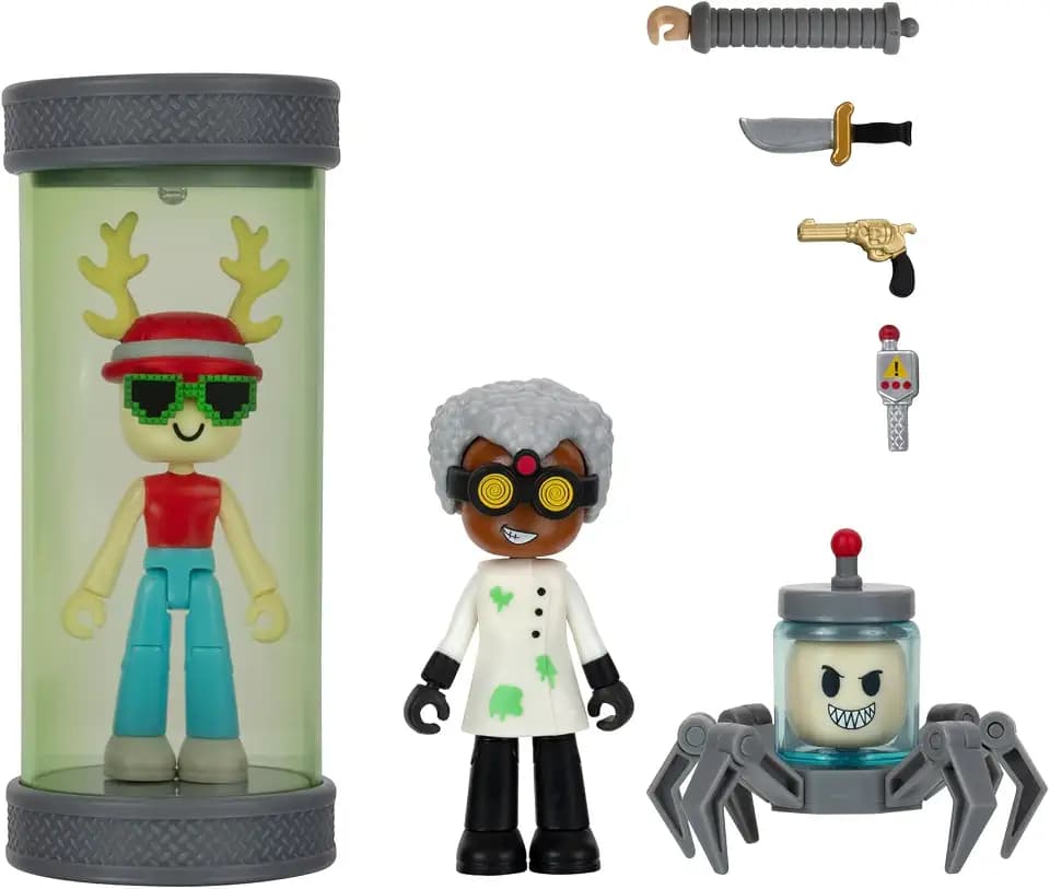 Murder Mystery 2: Research Facility Game Pack – Zwei 7,9 cm große Actionfiguren mit beleuchteter Laborkapsel, Zubehör und exklusivem virtuellem Artikelcode