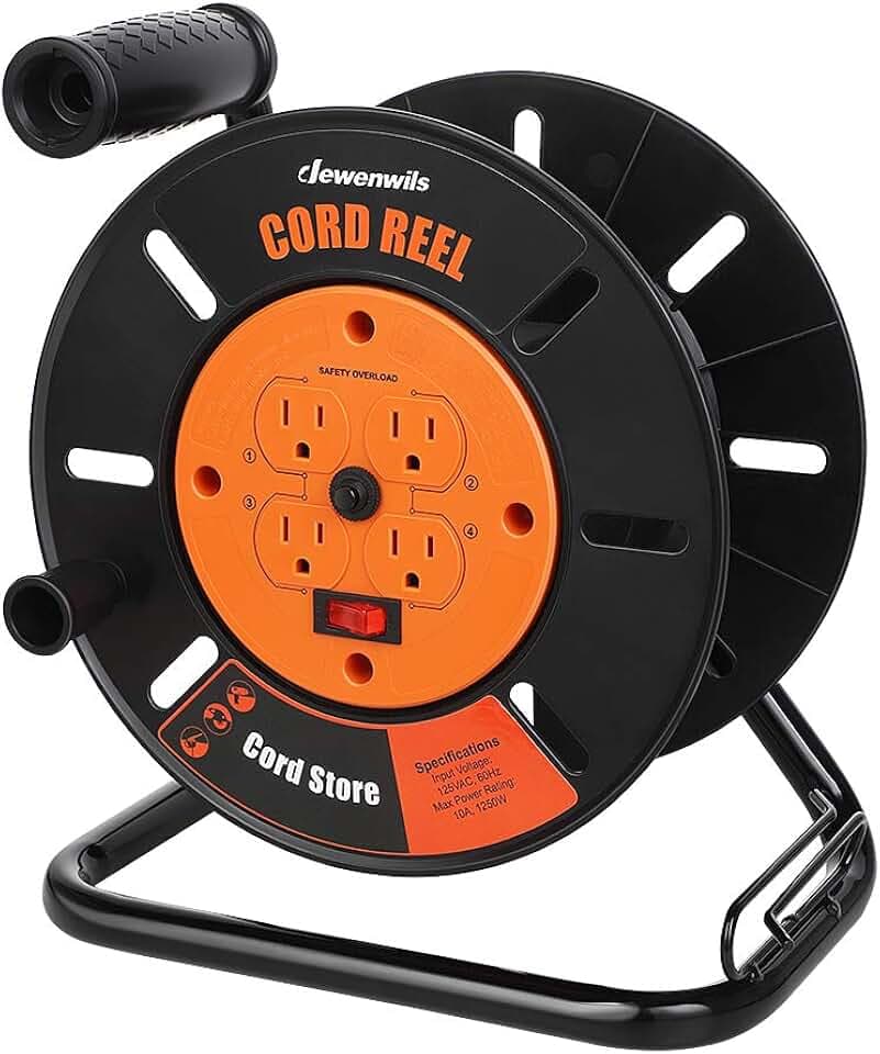 DEWENWILS Extension Cord Storage Reel, Hand Wind Retractable Open Cord Reel