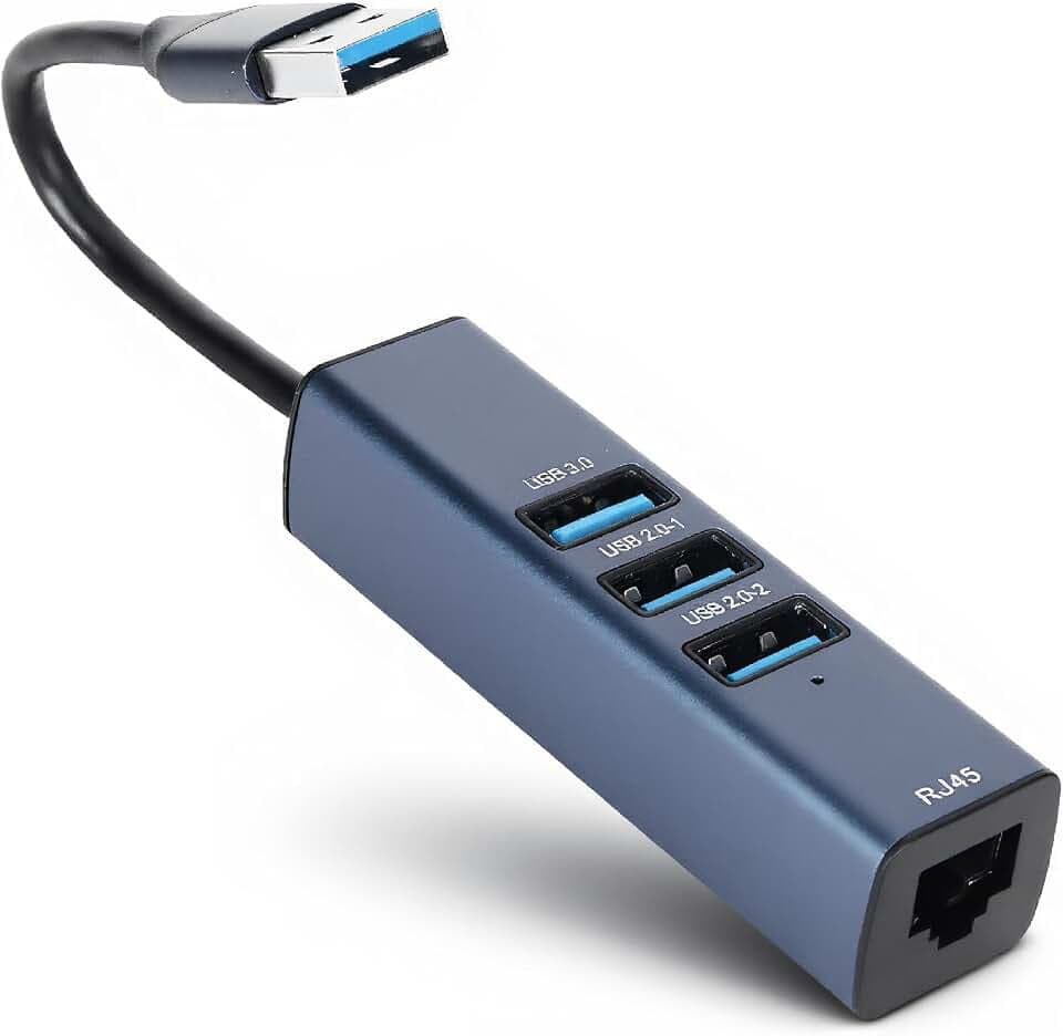 USB 3.0 zu Ethernet Adapter, 1000 Mbit/s RJ45 zu USB Netzwerkadapter, 5Gbit/s Übertragung, USB 3.0 Hub für Laptop-Desktop-Tablet, Plug-and-Play