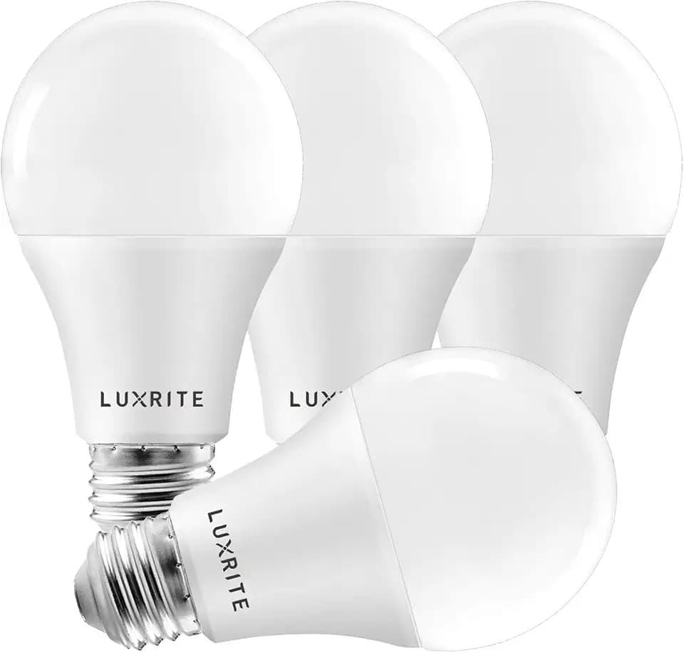 LUXRITE A19 LED Light Bulbs 100W Equivalent, 3000K Soft White (4 Pack)