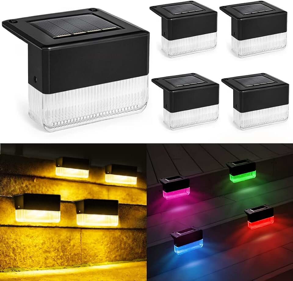 YOFIG Solarlampen für Außen Garten, Wasserdichte Solarleuchten Garten Deko, Gartendeko 4 Stück Led Solar Gartenleuchten für Balkon Deko und Terrasse, Solarleuchte mit 2 Modi-Warmweiß/Farbwechselnde