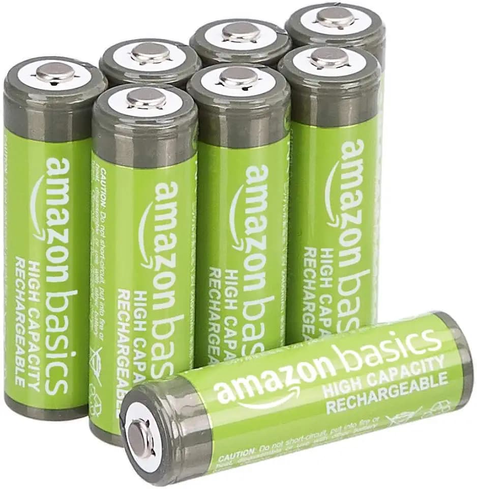 Amazon Basics 8-Pack Rechargeable AA NiMH High-Capacity Batteries, 2400 mAh, 1.2V, Low Self Discharge, Pre-Charged, Recharge up to 400x Times
