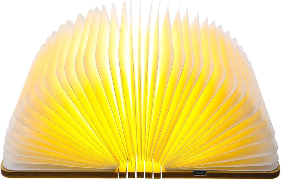Tomshine LED-Lampe Klappbuchleuchte aus Holz mit wiederaufladbarer USB-Fernbedienung,12 Farben und Timer Dimmbares Stimmungslicht für Geburtstage