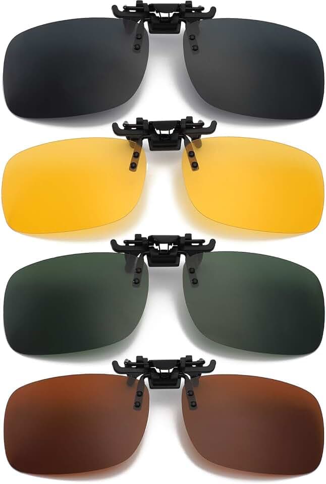 Hifot Flip up Polarisiert Sonnenbrille 4 Pack, randlose Myopie Sonnenbrille für Frauen und Männer