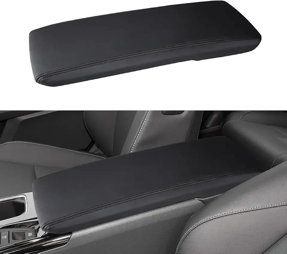 INTGET Center Console Cover for 2025 2026 Toyota Camry Accessories Leather Camry XLE/SE/XLE/XSE Car Middle Armrest Arm Rest Box Lid Seat Protector Cushion Saver (Black Stitches, 2025+)