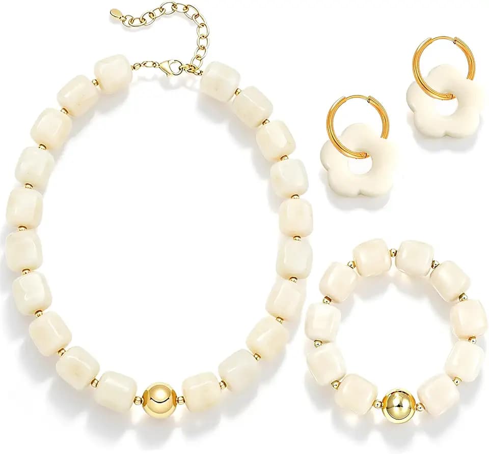 Chunky Beaded Necklaces for Women Acrylic Resin Necklace Bracelet