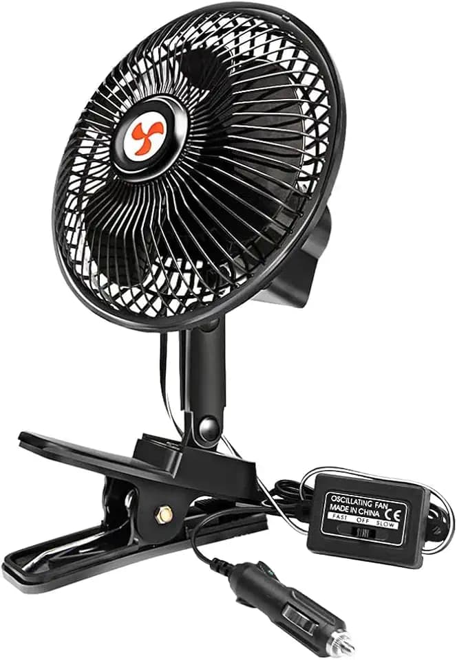 12V Oscillating Car Fan, 6 in, for Truck RV Car,360° Cooling