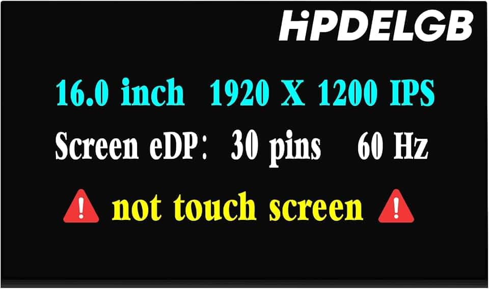 Screen Replacement for HP ProBook 460 465 G11 for HP ZBook Firefly/Fury/Studio 16 G9 G10 G11 N61960-L61 N98656-001 N10910-001 1920x1200 IPS 30pin 60Hz LCD Non Touch Screen Display Panel