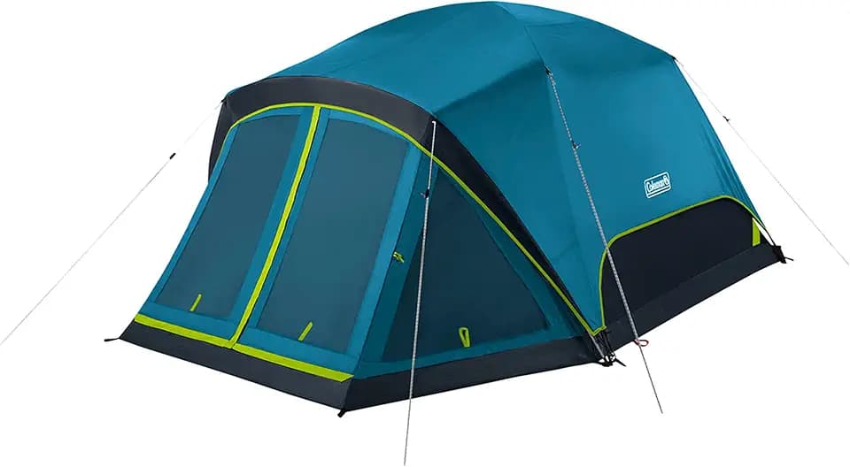 Coleman Skydome Dark Room Camping Tent with Screen Porch & 5-Minute Setup, Weatherproof Tent Blocks 90% of Sunlight, Rainfly & Carry Bag Included, Made of PFAS-Free Materials