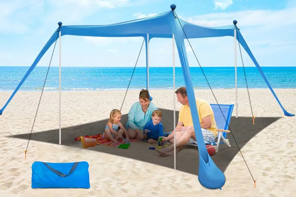 YENGIAM 11x11 FT Beach Canopy Beach Tent Sun Shelter Beach Shade Canopy