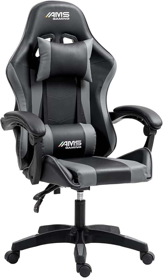 Gaming Bürostuhl, Atmungsaktives Netzgewebe, 155° Neigbar, Schwarz & Rot, bis 130 kg
