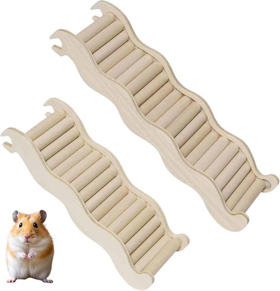 CATELL 2 Stück Hamster Klettern Spielzeug Hamsterleiter aus Holz Hamster Brücke Hamsterbrücke Biegbare Kletterspielzeug Hamsters Leiter Brücke für Hamste Mäuse Rennmäuse Kleintiere