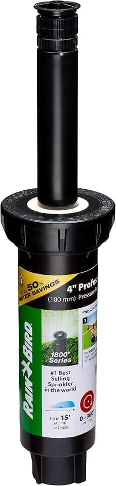 Rain Bird 1804APPR25 PRS Professional Pop-Up, Full Circle, 8-15 Feet, 4"
