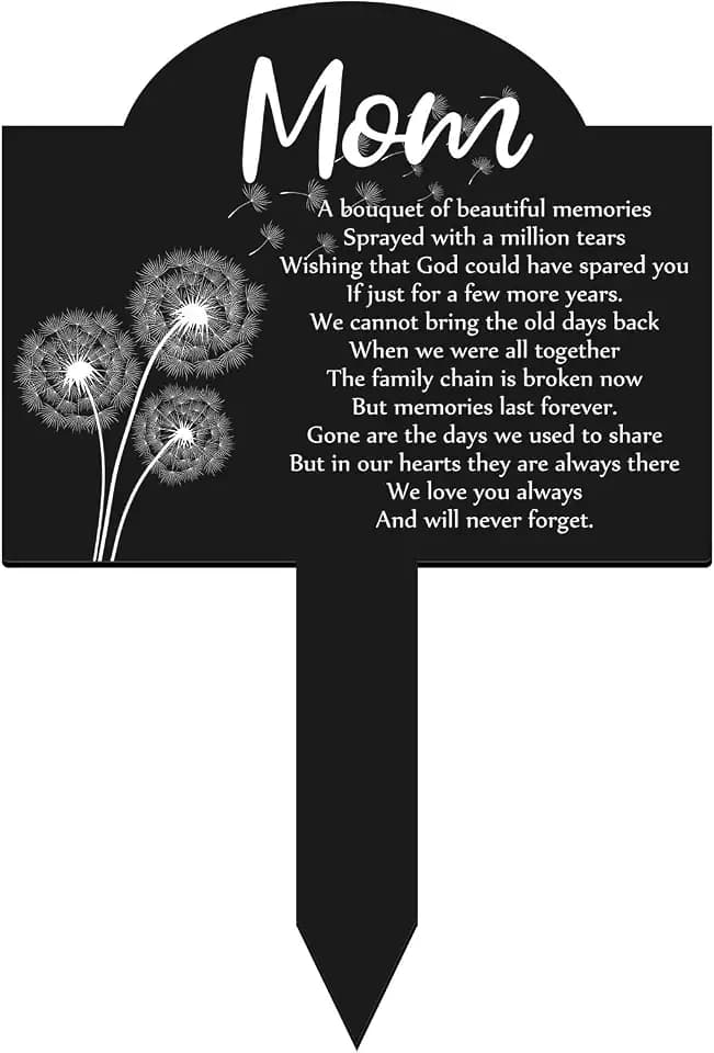 Roowest Cemetery Grave Decorations Acrylic Memorial Stakes Grave Stake Markers Sympathy Garden Plaque Waterproof Remembrance Sympathy Gift for Cemetery Graveside Outdoors Yard(Mom)
