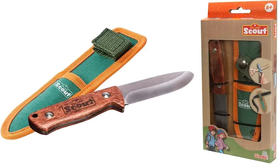 Simba 109452670 - Scout Kinder-Schnitzmesser ab 8 Jahre (17 cm) - Holz-Taschenmesser mit 8 cm Klingenlänge und Abgerundeter Spitze, Forscher- und Entdecker-Spielzeug inkl. Tasche