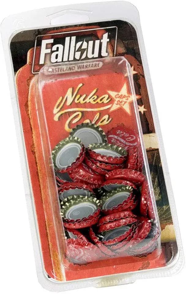 Modiphius: Fallout Nuka-Cola Caps Set, Includes 50 Distressed Nuka-Cola Bottle Caps, Made By an Official Bottle Cap Manufacturer, For Ages 14 and up