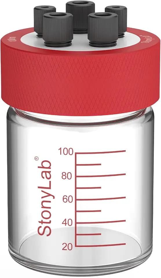 stonylab 100 ml Super-Versiegelt Einzelne Elektrolysezelle mit Gasanschluss, 3-Elektroden System Elektrolysezelle mit Borosilikatglas Zellkörper und PTFE Deckel, Nein Elektrode Inbegriffen