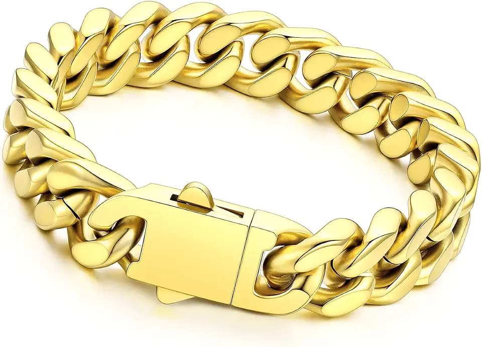 Richsteel Gold/Black/Silver Cuban Link Bracelet for Men,5/7/9/12MM Width