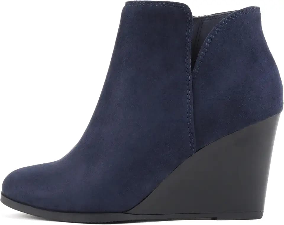 Soda Ability - Mid Ankle Bootie w/Split Shaft and Zipper Stacked Wedge Heel