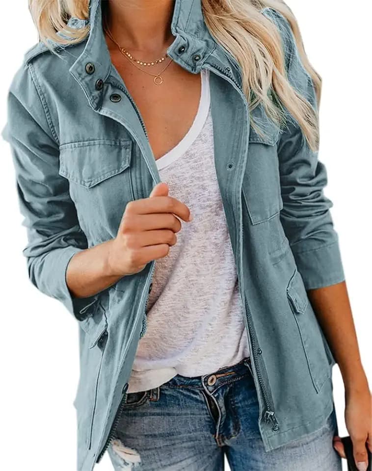 Imily Bela Damen Jacke Sommer Leichte Mantel Parka
