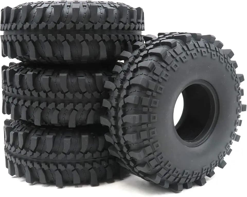 4pcs RC 2.2 Crawler Mud Terrain Tires Super Grip Soft Tyres with Soft Foam Insert Height: 145mm/5.7inch