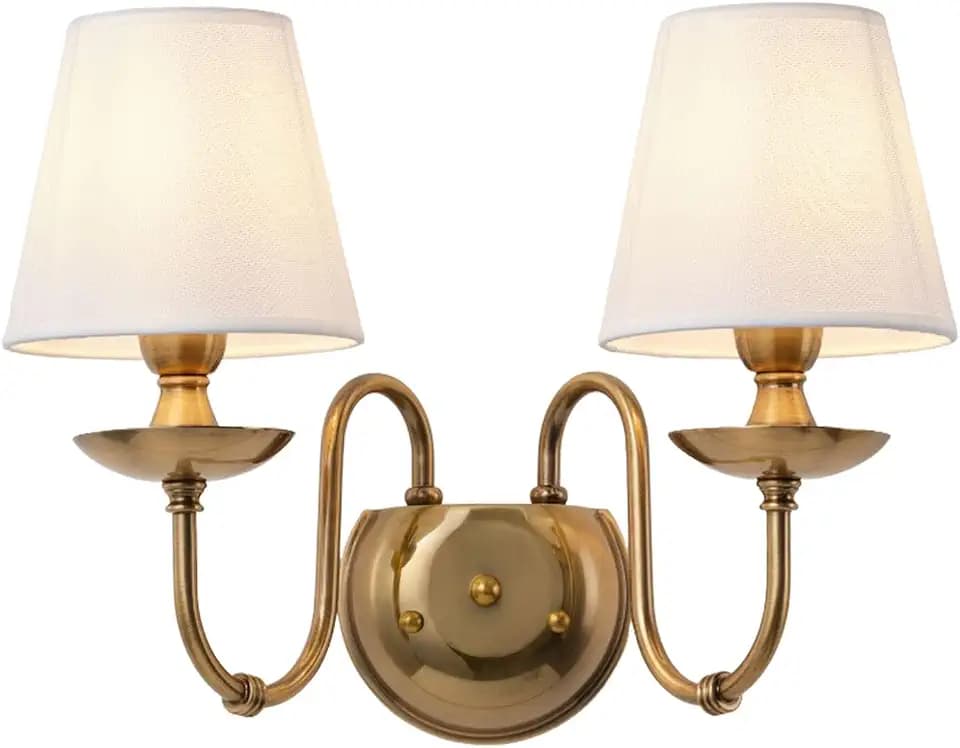 Aiwen 2-Light Bedroom Wall Lamps Polished Solid Brass Finish