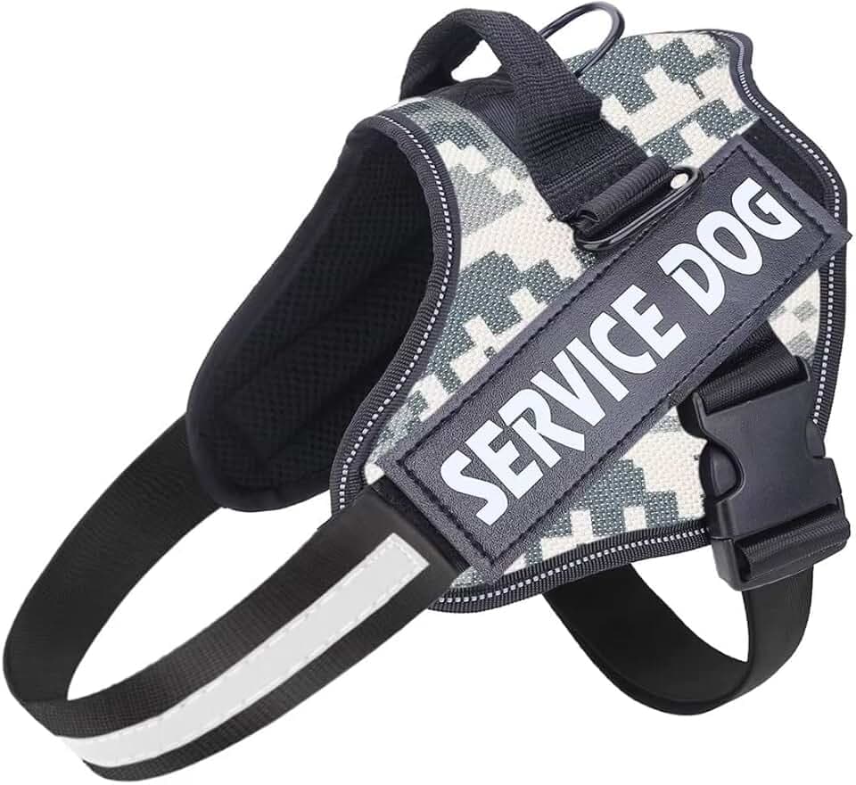 Hundegeschirr, gegen Ziehen, atmungsaktiv, verstellbar Spaziergeh-Trainings-Hilfe, Brustgeschirr, für Draußen, einfache Kontrolle für mittelgroße, kleine, große Hunde, S, Grau-Camouflage