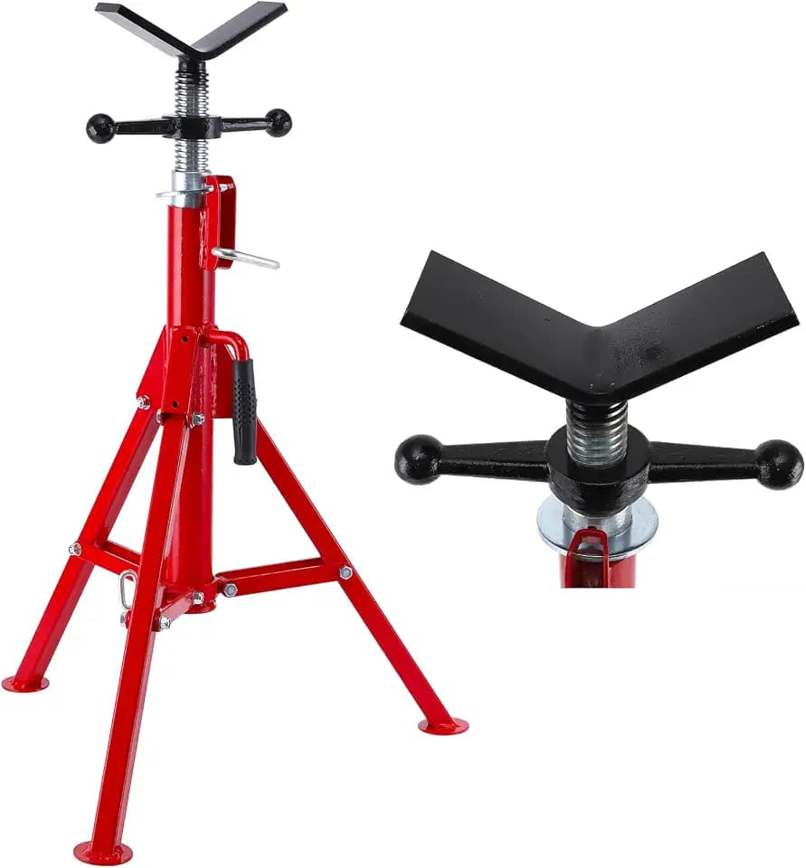Towallmark V Head Pipe Jack Stand,28-52 Inch Adjustable Height,1/8"-12" Capacity, 2500 lb Load Capacity,Heavy Duty Carbon Steel Body, Steel Jack Stands with Portable Folding Legs