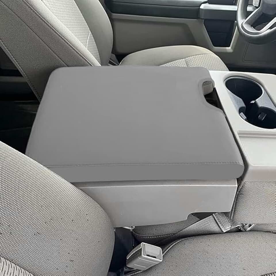 DEYTOP Center Console Cover for Ford F150 2026 2015-2025 with 40/20/40 Jump Seat ONLY Console Armrest Cover for Ford F250 F350 F450 F550 2017-2026 (Gray with Gray Stitches, 2015-2025 Jump SEAT)