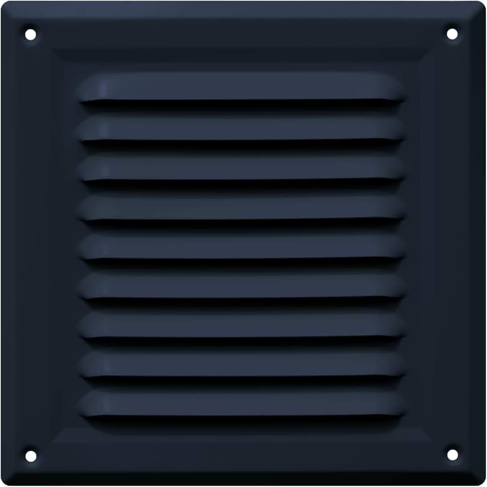 Lüftungsgitter 170x170 mm - Lüftung mit Gitter - Belüftungsgitter – Stahl - Belüftungsgitter mit Insektenschutz - Lüftungsabdeckung - Abluftgitter für Kamin - 7016 ANTHRAZIT GLÄNZEND
