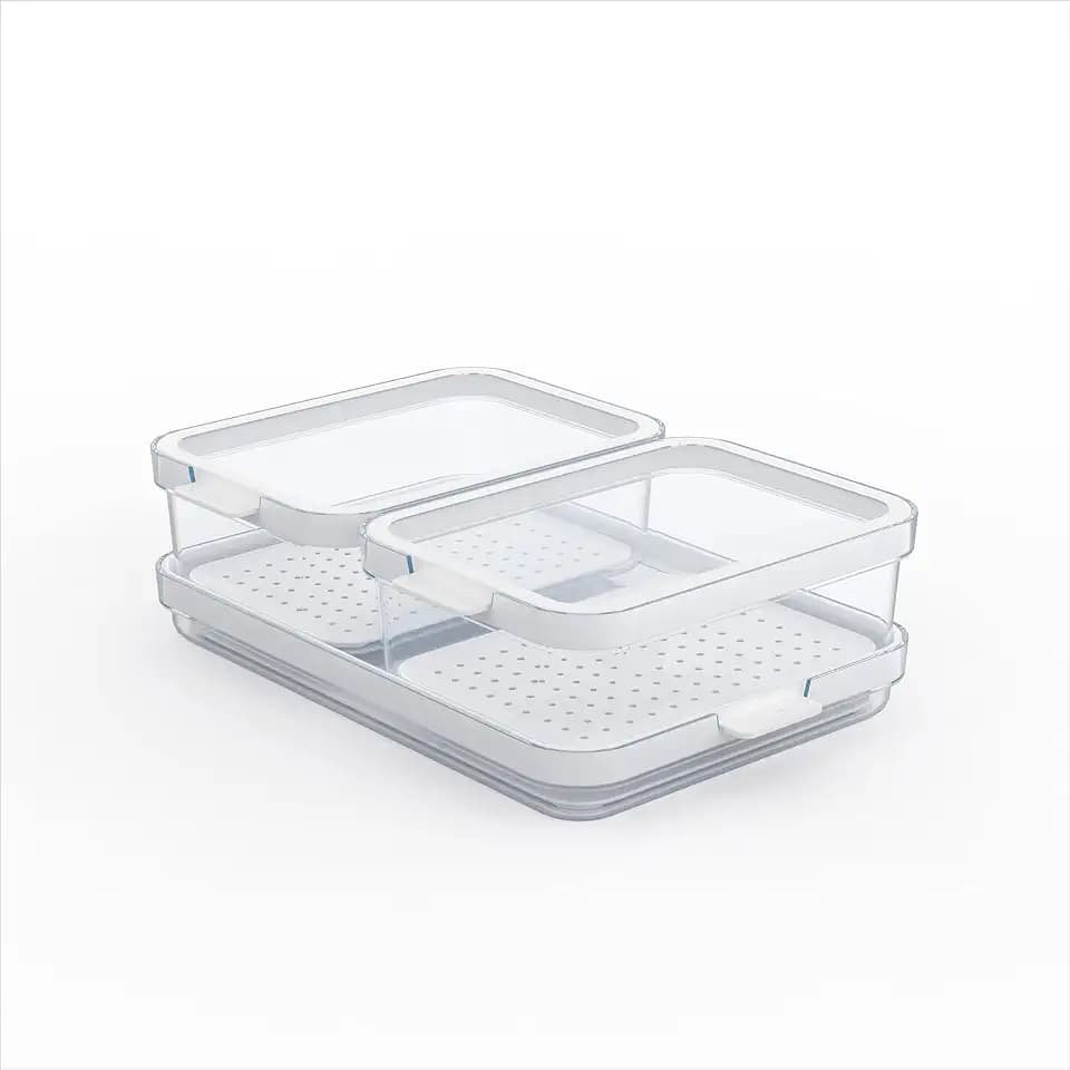Rotho Aufbewahrungsbox Cauma 3er-Set Kühlschrank Organizer transparent weiß