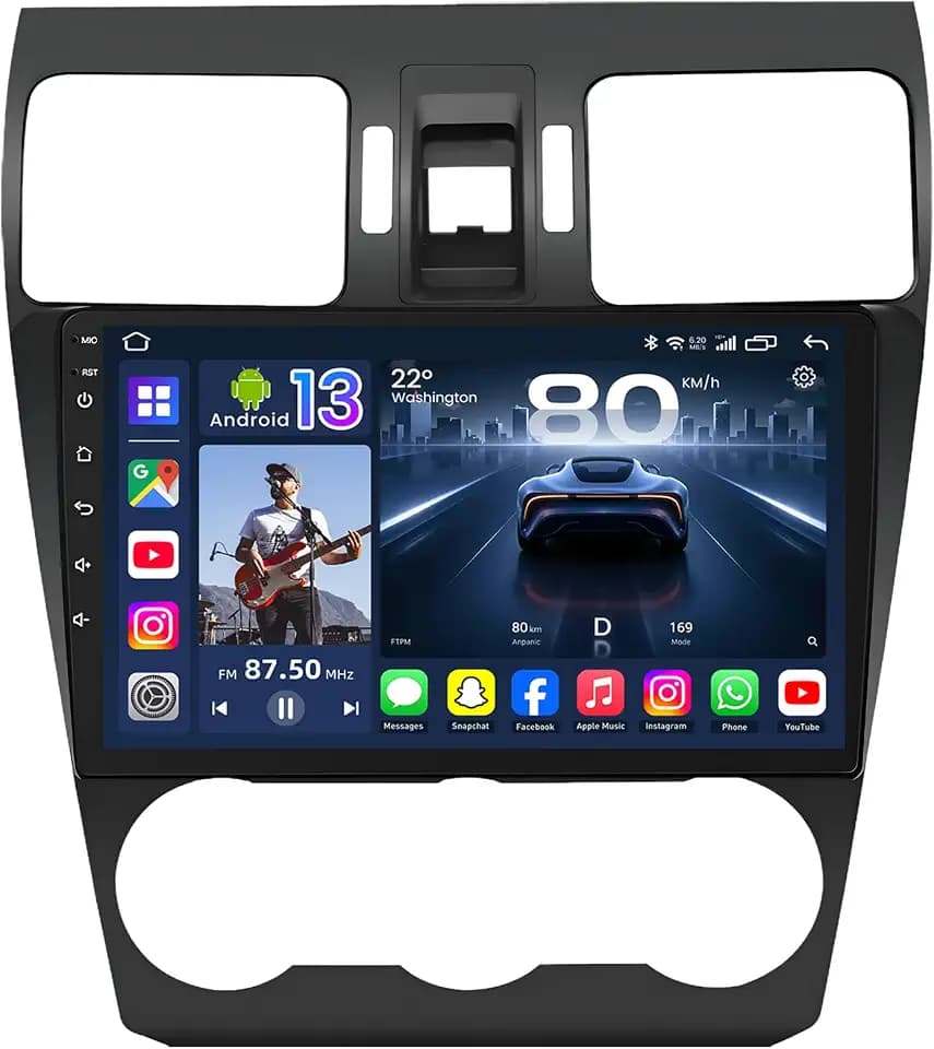 4 Core Car Radio for Subaru Forester WRX Impreza 2014-2015: 9 inch 1280x800 IPS Touchscreen Stereo, Upgrade Head Unit with Wireless Carplay/Android Auto, 5GWiFi BT GPS SWC FM RDS Backup Camera