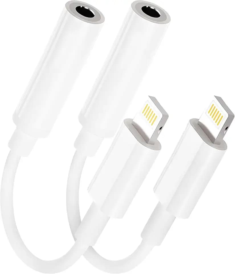 2 Pack Lightning to Jack Adapter,3.5 mm Headphone Adapter
