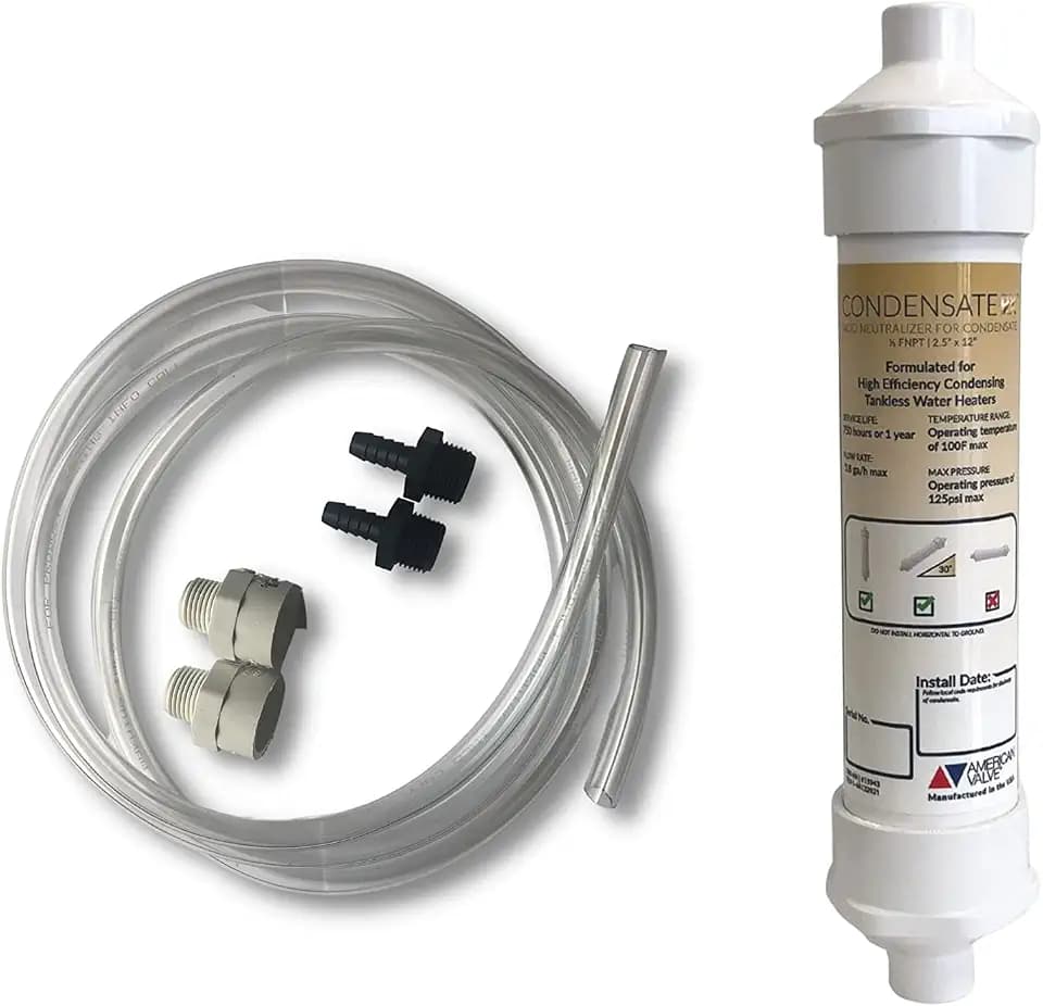 American Valve CondensateRx Condensate Neutralizer Formulated for High-Efficiency Condensing Boilers and Tankless Heaters, White