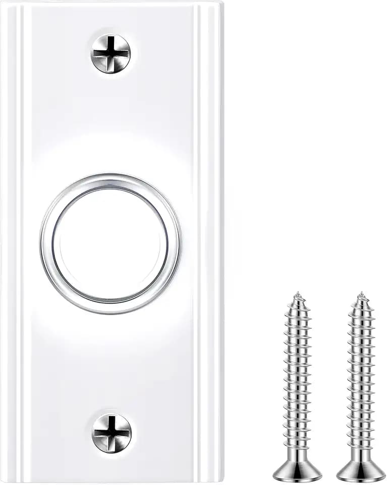 Lighted Doorbell Button, Metal Wired Wall Mount Doorbell Push Button, White