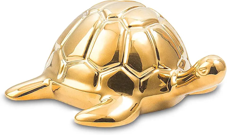 Goldene Schildkröten-Statue, Skulpturen, goldene Schildkröte, Ornament, Keramik-Statue, Wohnaccessoires, Goldener Schreibtisch, Zuhause, dekoratives Sammlerstück, Geschenk oder ältere Menschen
