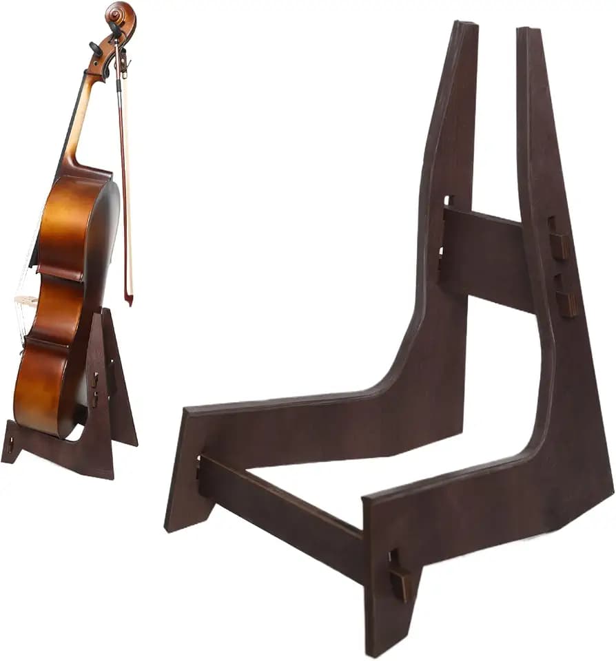 Wooden Cello Stand with Bow Holder