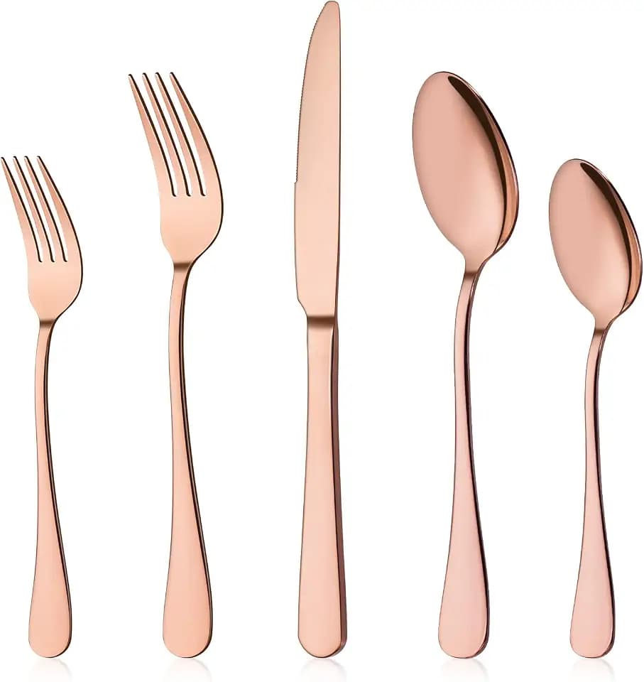 Briout Rose Gold Silverware Set for 4, Flatware Cutlery Set 20 Piece