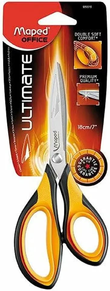 Maped M695510 - Schere Ultimate, 18cm, asymmetrisch, schwarz/gelb