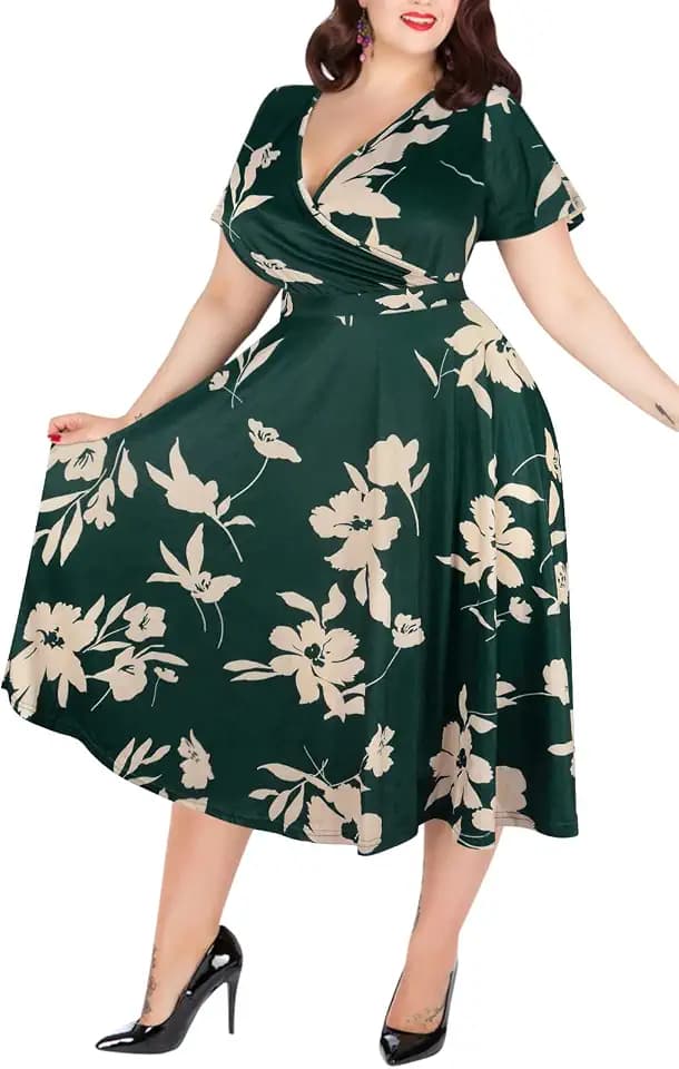 Nemidor Women Plus Size Summer Dress Casual Midi Pocket