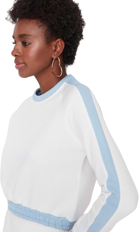 TRENDYOL Damen Einfarbig Tailliertes Rundhalsausschnitt Sweatshirt