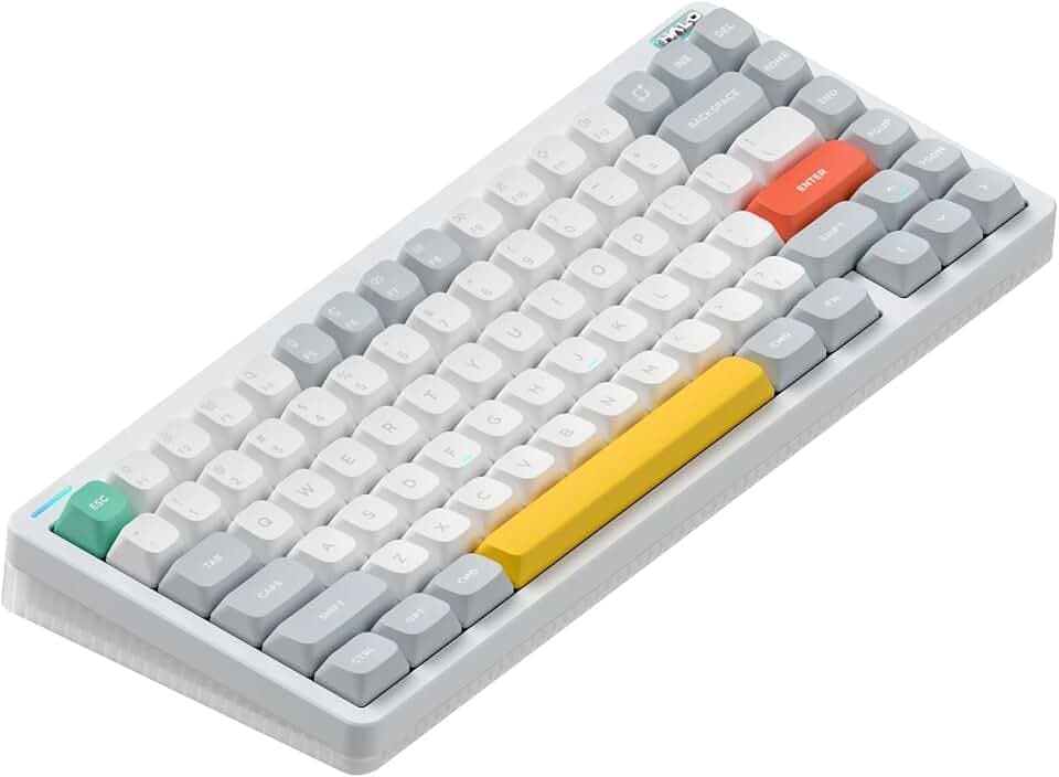 nuphy Halo75 V2 Mechancial Gaming Kyeboard,75% Wireless Hot Swappable Bluetooth Keyboard,83 Kyes RGB Backlit Keyboard,Support Bluetooth/2.4GHz/USB-C (White, Raspberry (46gf))
