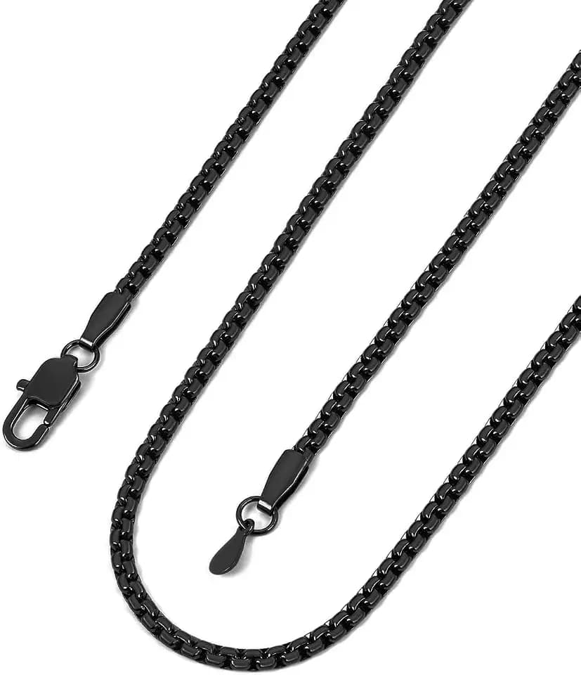 Bandmax Solid Stainless Steel Flat Box Link Chain Necklace for Men & Women