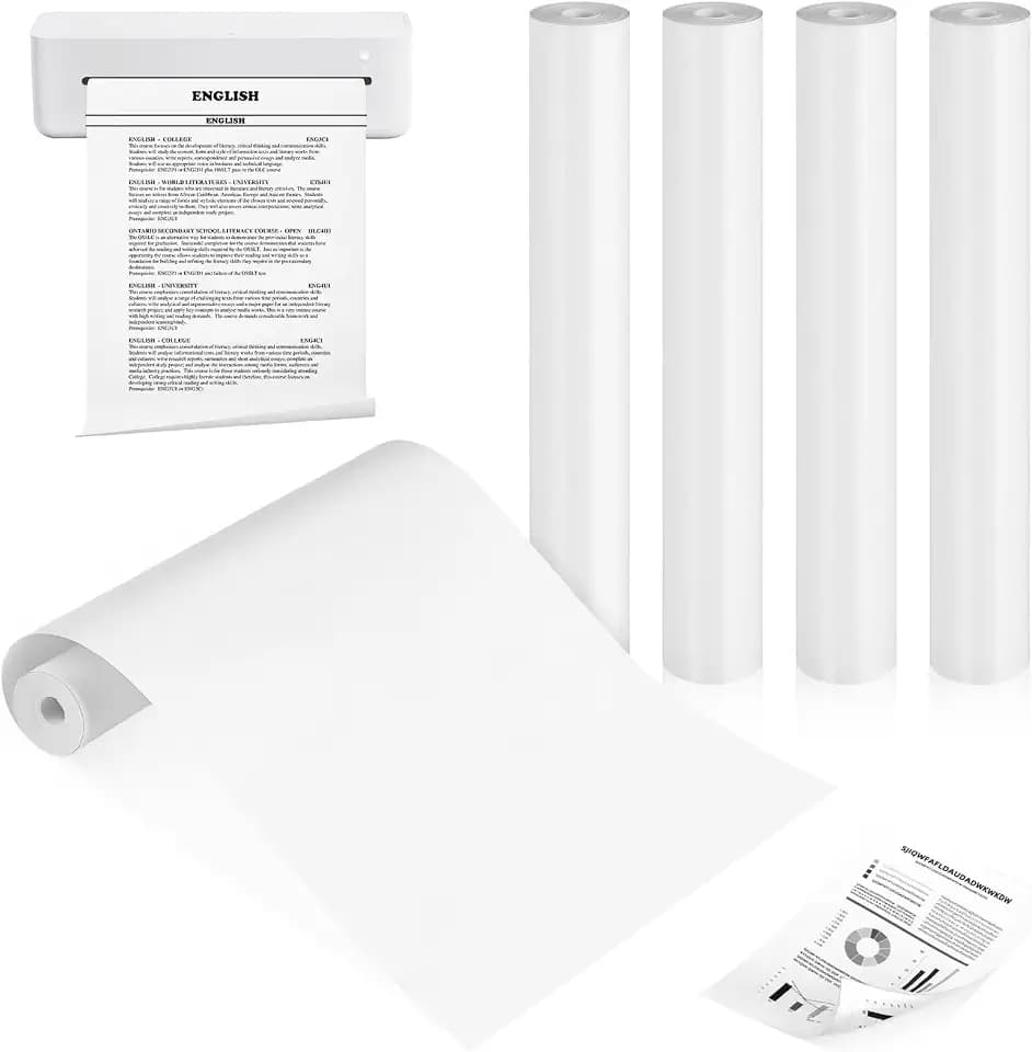 5 Rollen Thermopapier A4, Bpa-freies Thermodrucker Papier (ca. 120Blatt), Thermodruckerpapier Schnelltrocknendes, 210mm X 7m, A4 Druckerpapier für Tragbaren Drucker Fotodruck Notizen Etiketten Datei